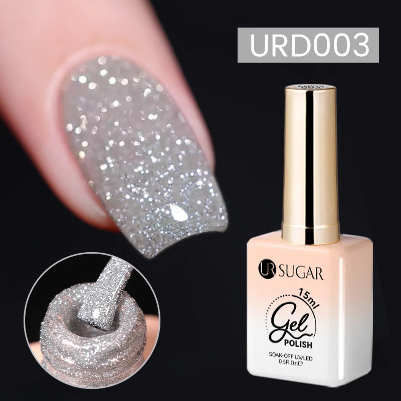UR Sugar 15ml Silver Reflective Gel Polish for Sparkling Nails - Smarsty