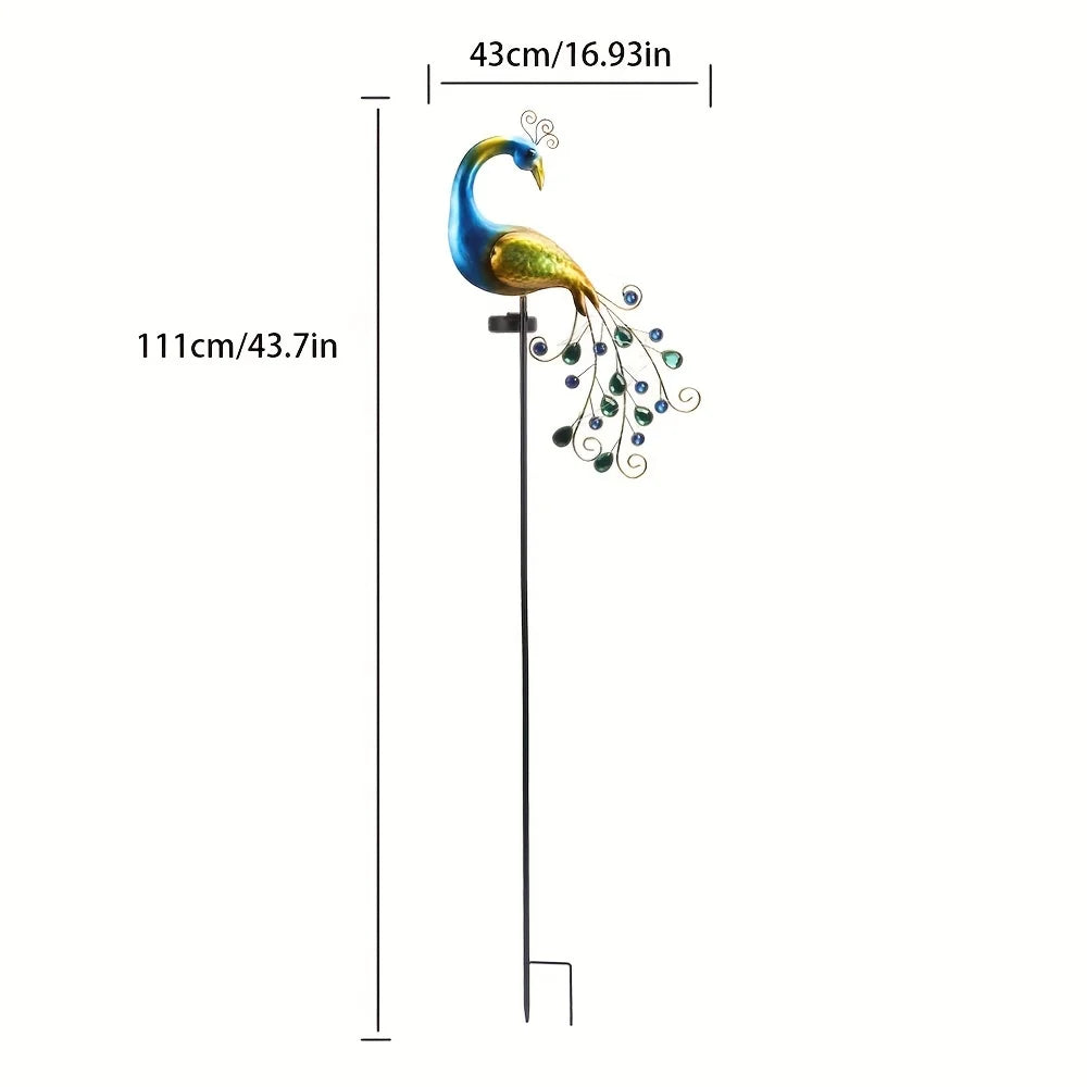 Solar LED Metal Peacock Lawn Decor Sculpture - Smarsty