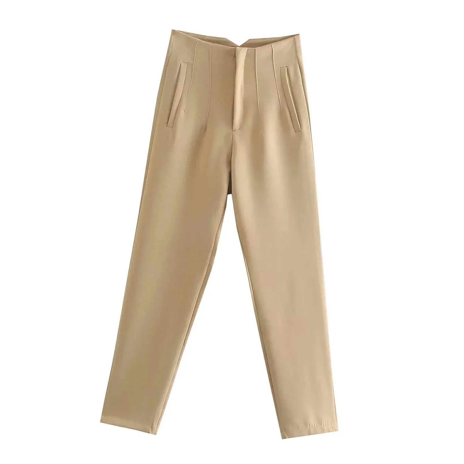 TRAFZA Women Elegant Solid Pencil Pants High Waist Pant For Women Casual Streetwear Woman Trousers Office Wear Chic Pant - Smarsty