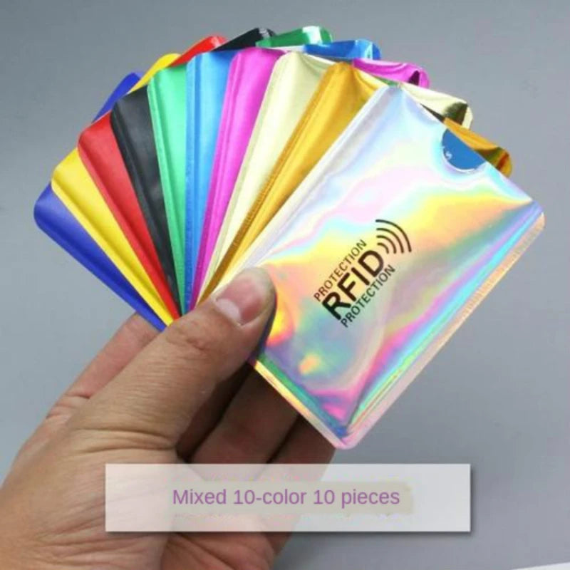 10pcs Anti Rfid Credit Card Holder Blocking Reader Lock Blocker Bank Cards Protector Shielding Bag Colorful Anti-theft Card Case