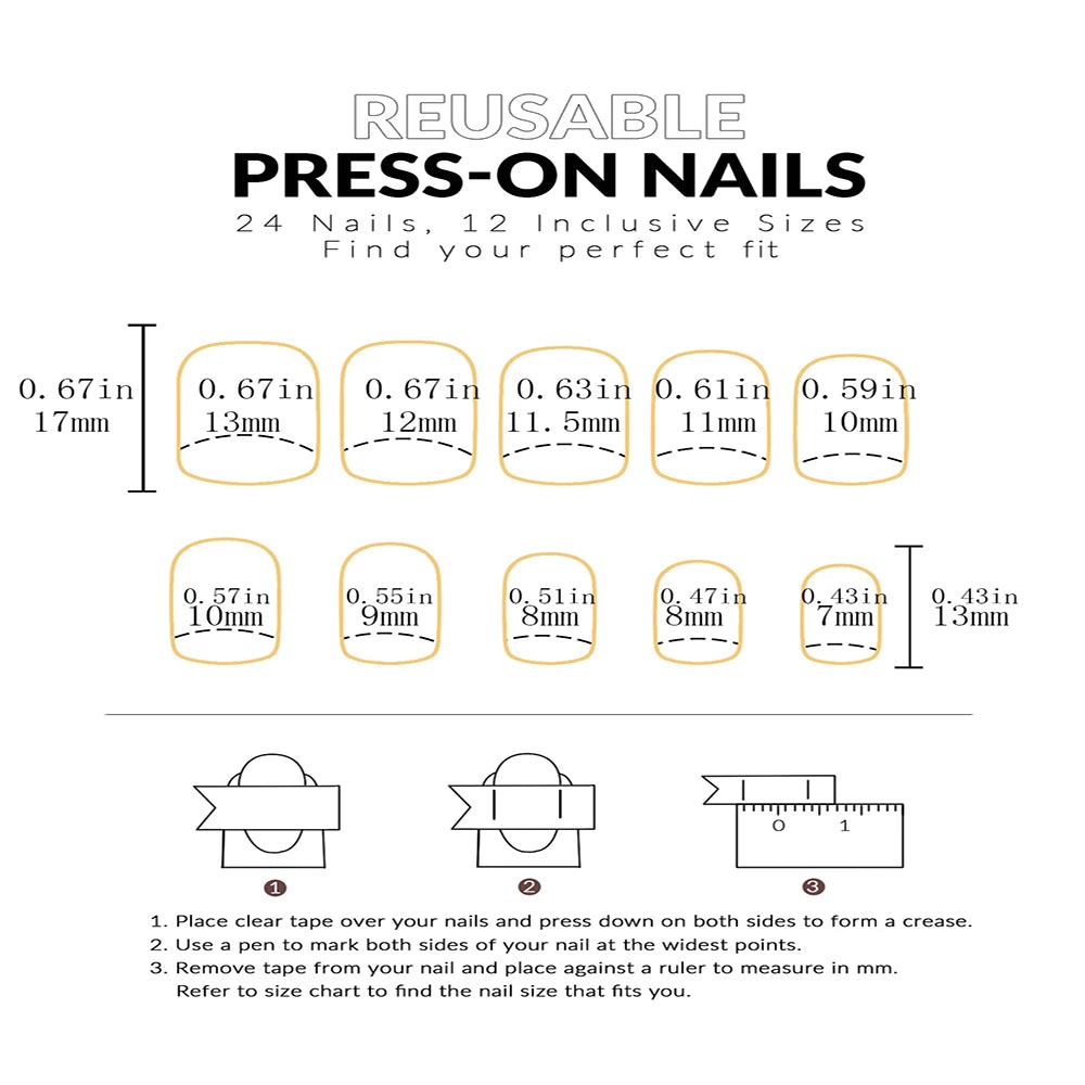 24 Piece Short Fake Nails Set with Glitter Tips - Smarsty