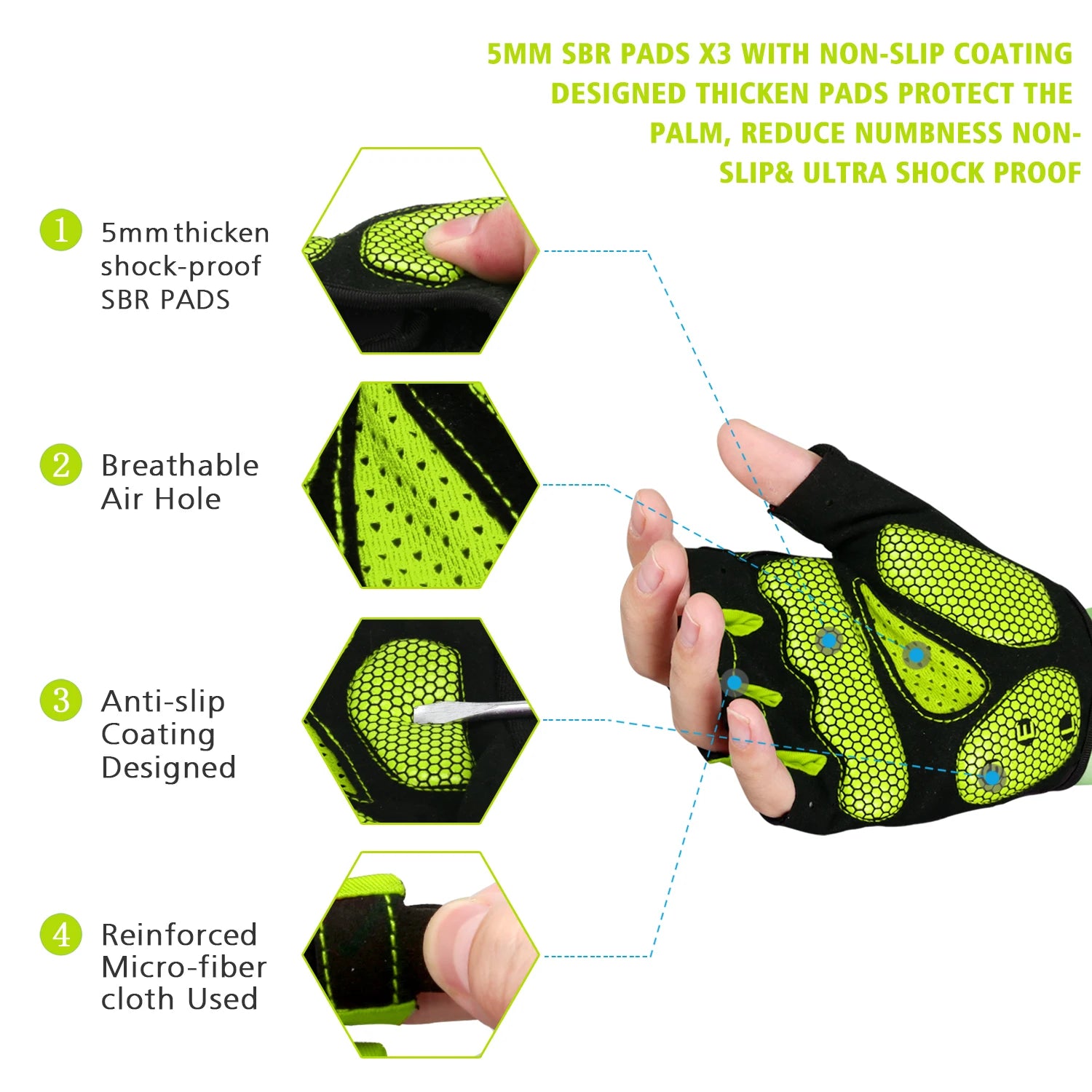 MOREOK Cycling Gloves Half Finger Shock Absorbing Gel Pads - Smarsty