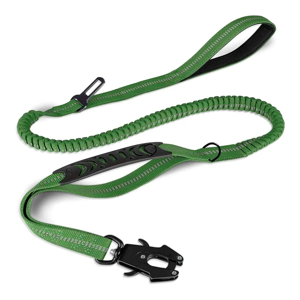 Reflective Bungee Dog Leash with Car Seatbelt Attachment - Smarsty