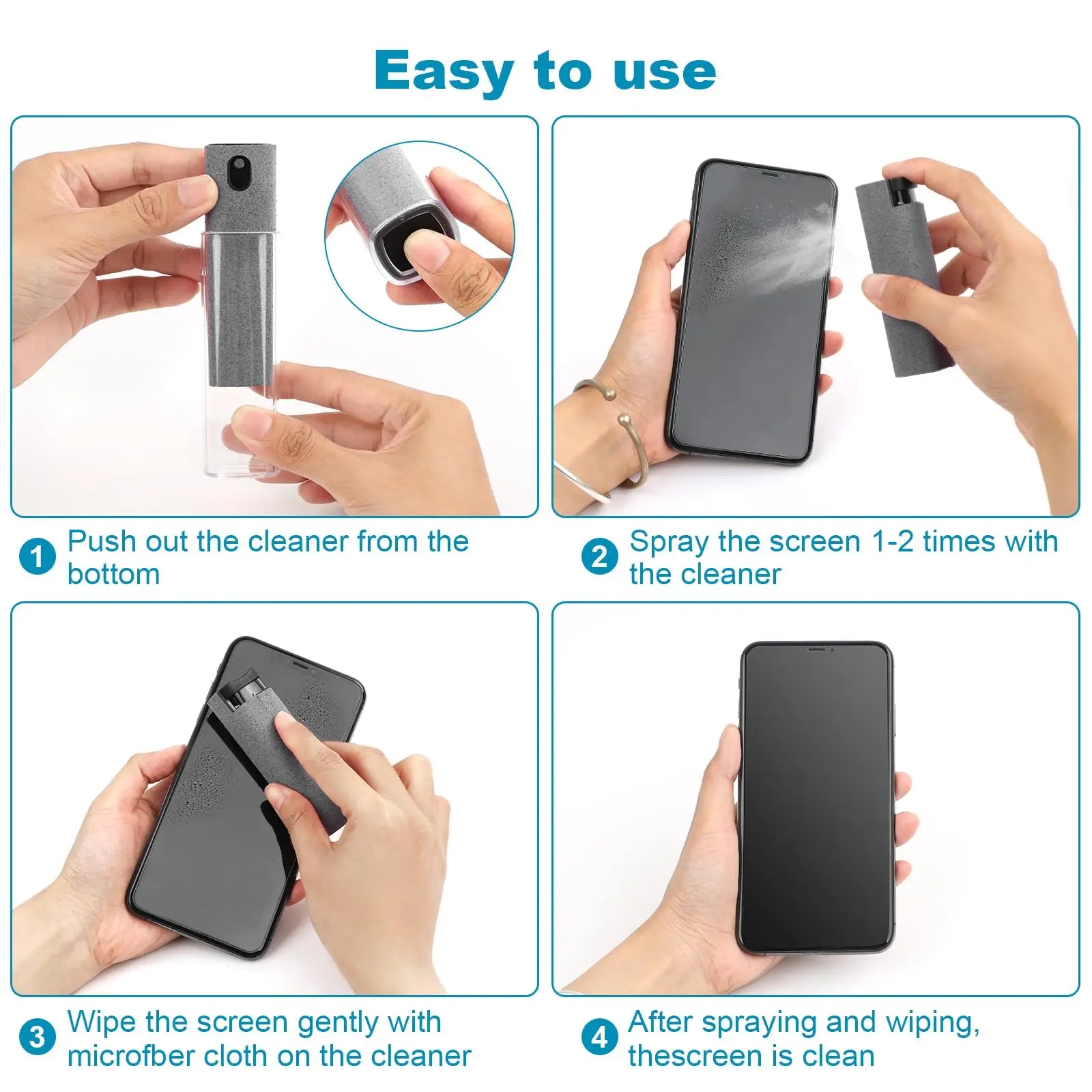 Two In One Screen Cleaner Spray Bottle With Microfiber Cloth