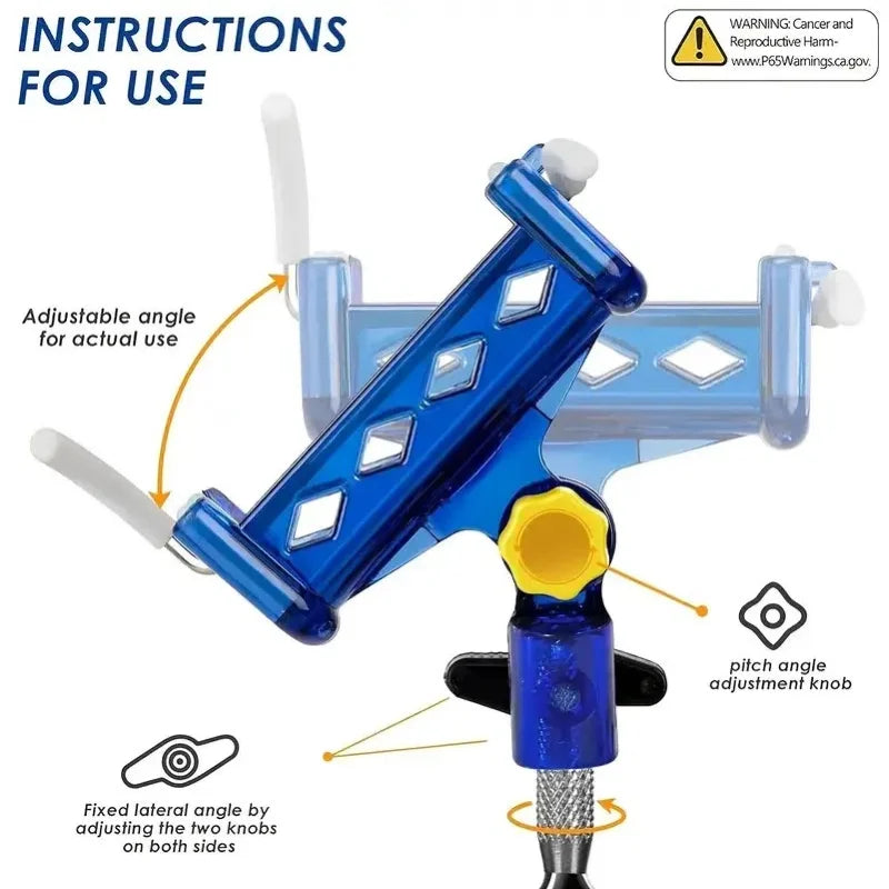 2-piece stainless steel fishing rod holder, 360° adjustable one-touch lock, reinforced nylon tip and tapered drill rod self-lock