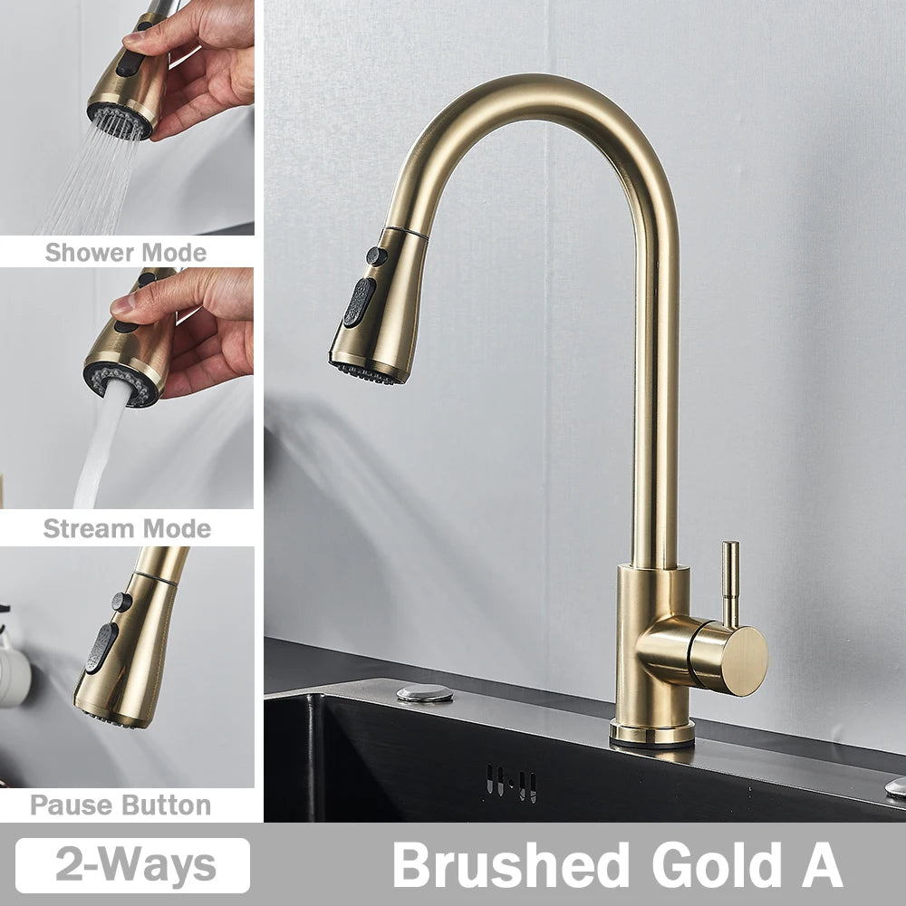 Rozin Chrome Kitchen Faucet with Pull Out Spout - Smarsty