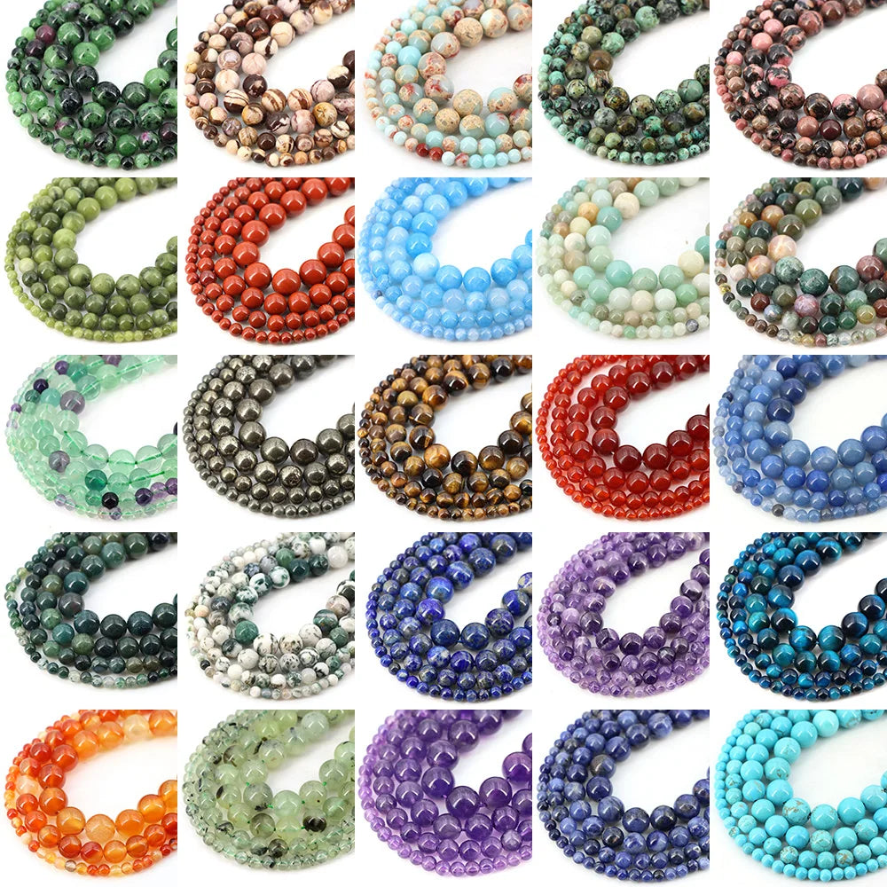 Natural Stone Beads Blue Tiger Eye Crystal Amethyst Rose Quartz Gemstone Bead for Jewelry Making Bracelet Necklace 4/6/8/10MM - Smarsty