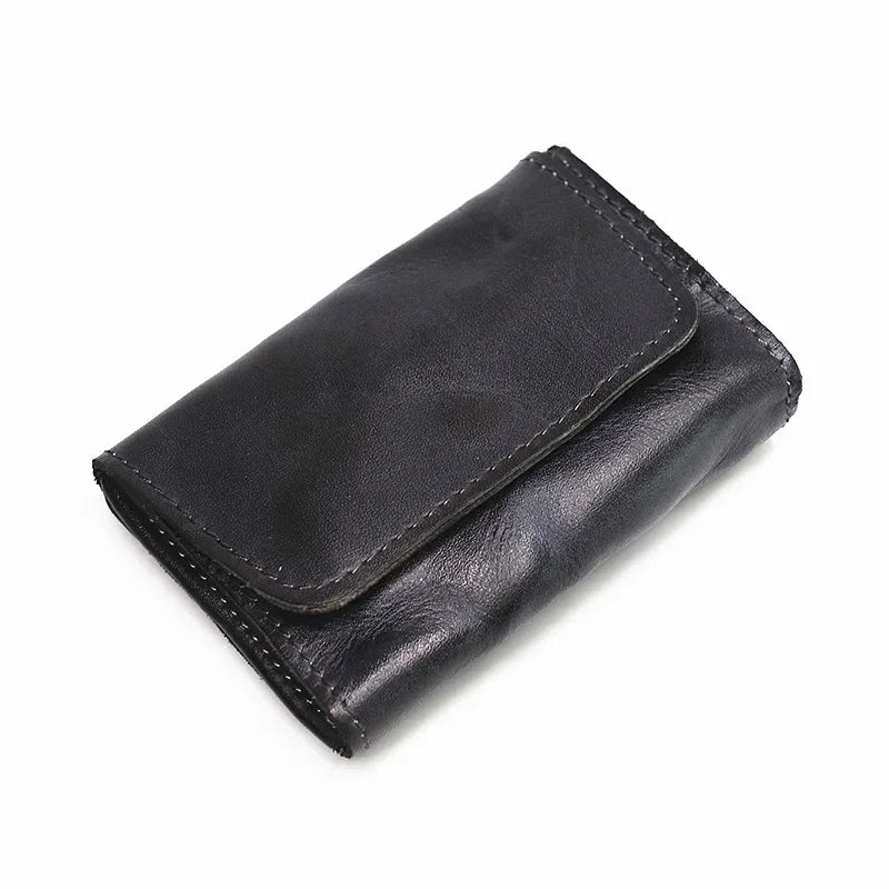 Genuine Leather Wallet for Men Women Brand Vintage Handmade Short Small Men's Wallets Card Holder Original Leather Coin Purse - Smarsty