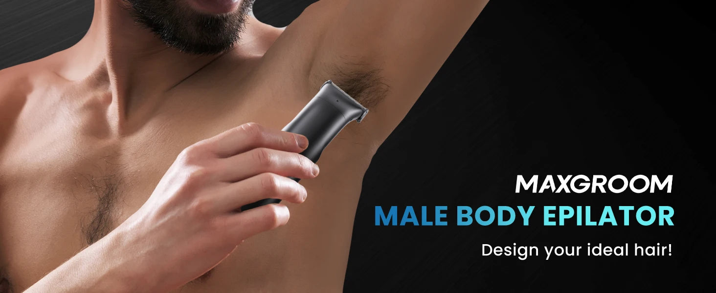 MAXGROOM 3 in 1 Men Bidirectional Body Hair Trimmer Electric Shaver IPX6 Waterproof Double-edged Razor Whole Body Hair Trimmer