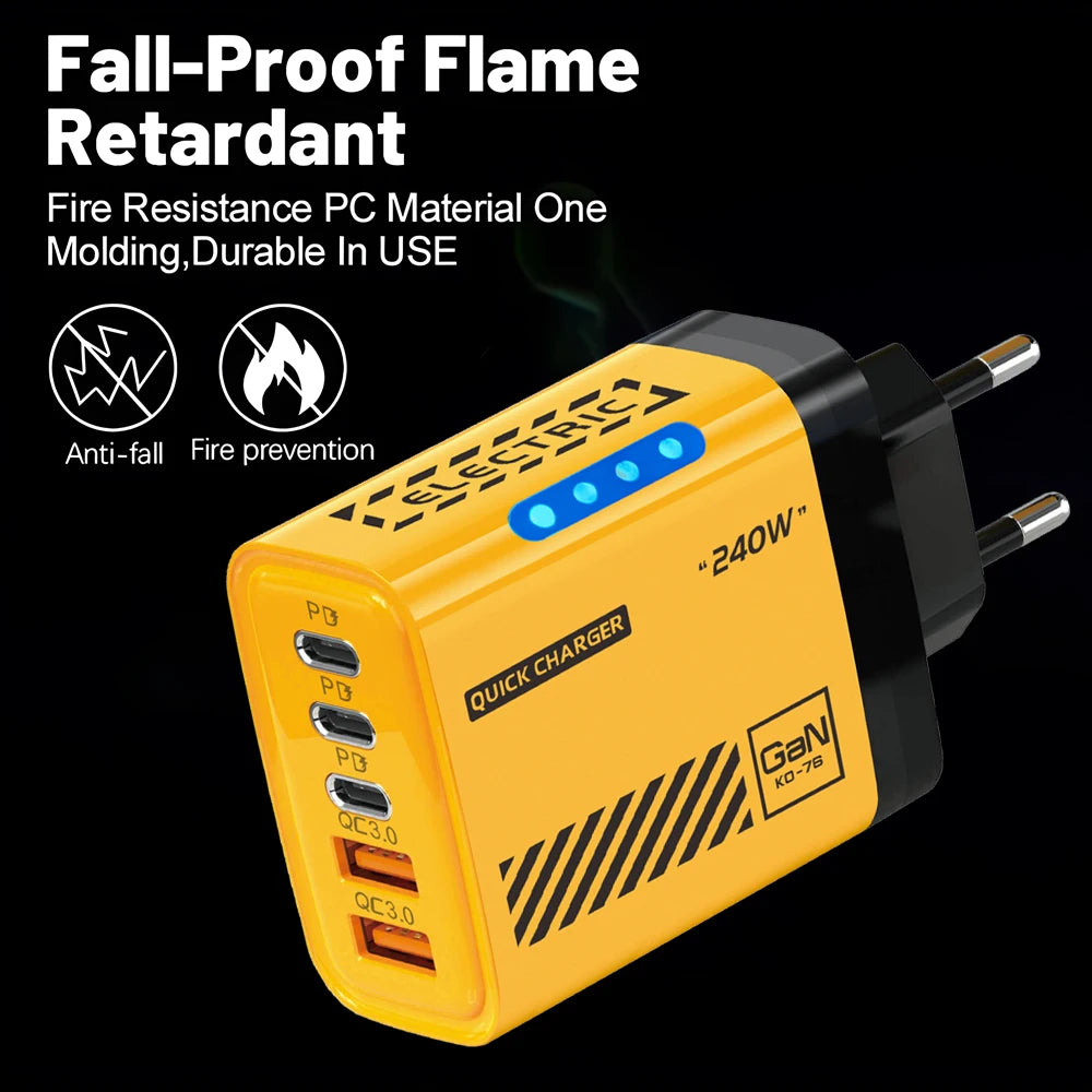 5 Ports Fast Charger Type C Quick Charge 3.0 USB C Wall Charger Adapter For iPhone 17 Pro Samsung Xiaomi mi PD USB Fast Charging - Smarsty