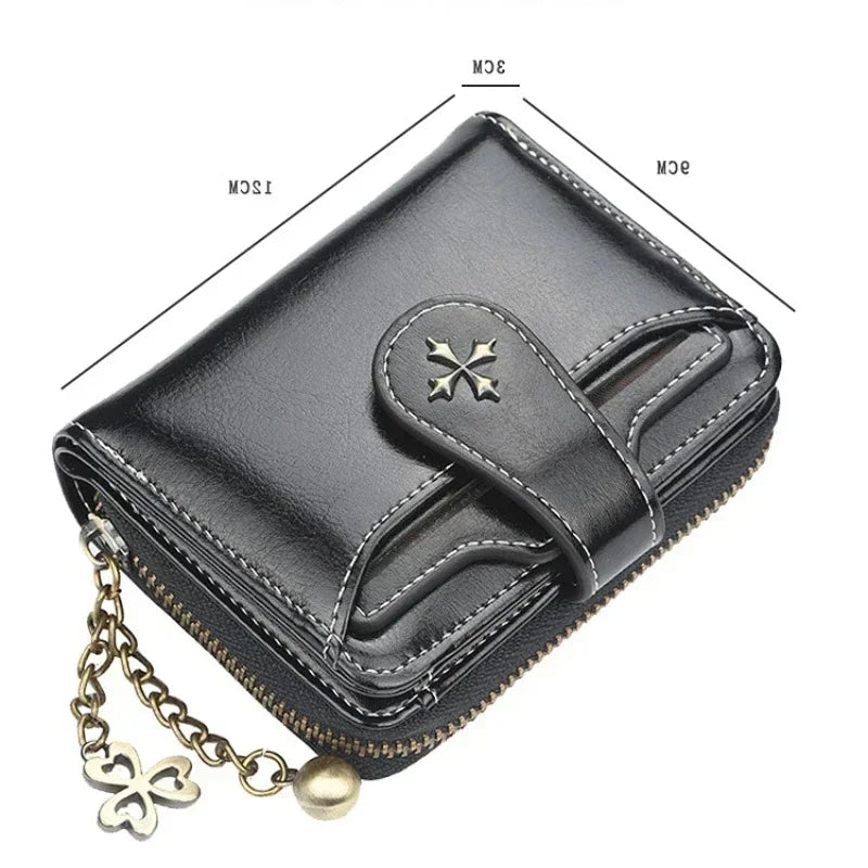 Women Wallets and Purses PU Leather Money Bag Female Short Hasp Purse Small Coin Card Holders Blue Red Clutch New Women Wallet - Smarsty