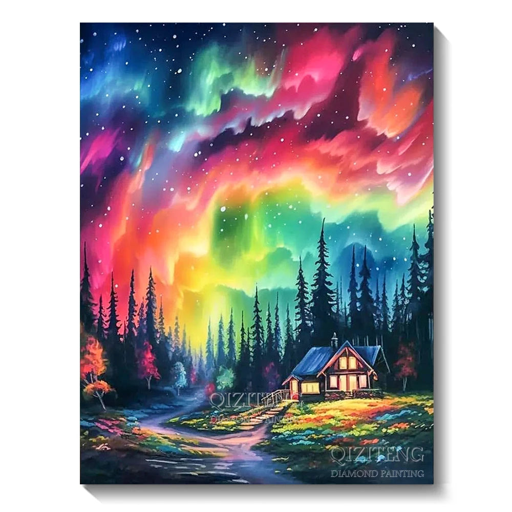 5D Diamond Art Aurora Landscape DIY Wall Decor - Smarsty