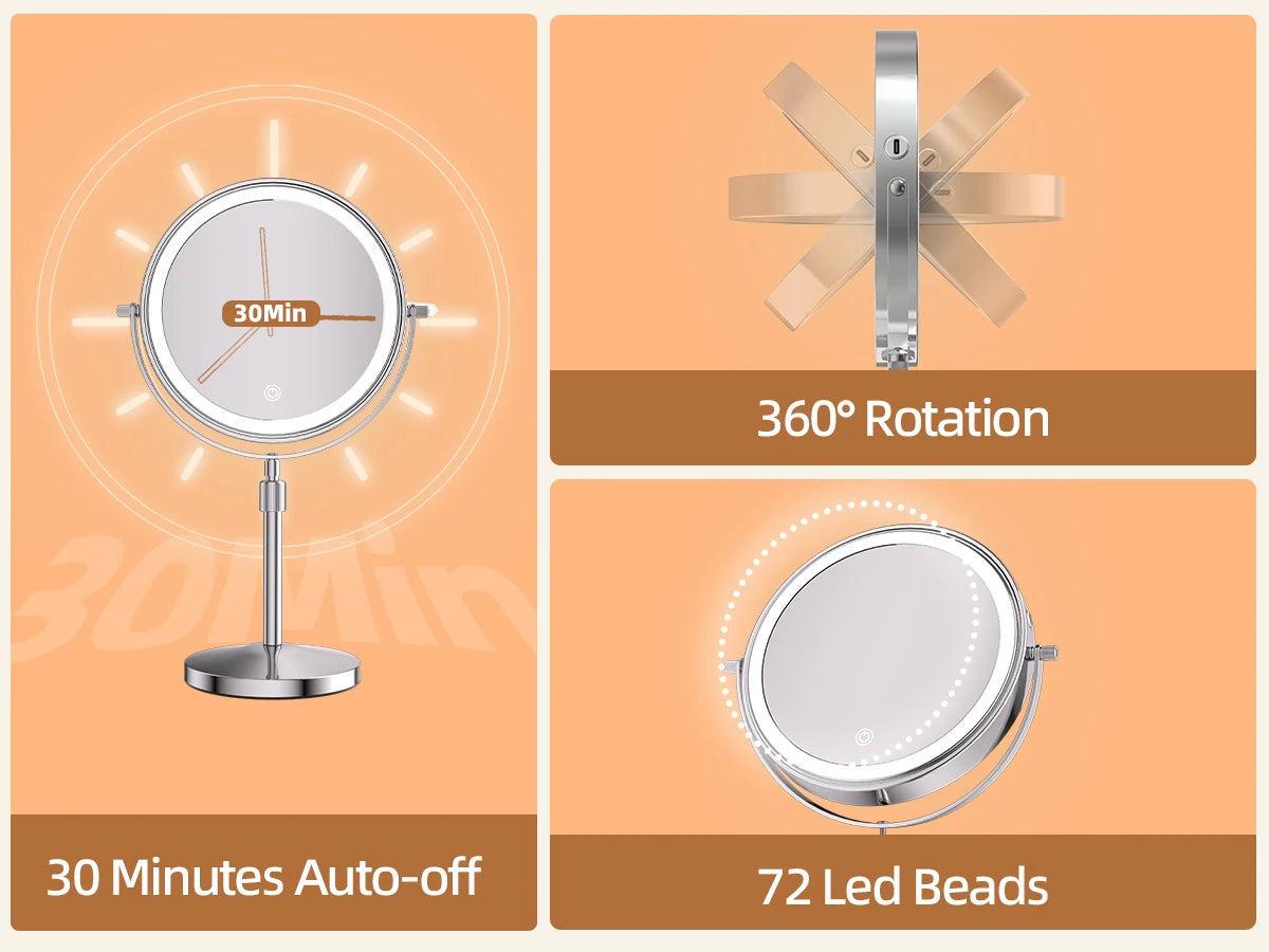 8 Inch Makeup Mirror With Light And 10X Magnification - Smarsty