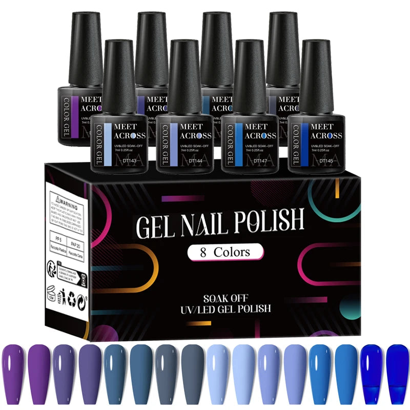 Fluorescent Gel Nail Polish Set With Glitter Finish - Smarsty