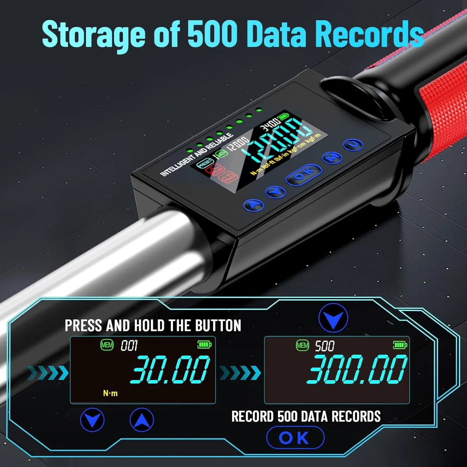 Seesii Digital Torque Wrench 1/2" Drive 340N.m 2% Torque Accuracy Electric Torque Wrench with 3 Adjustable Modes for Car Care