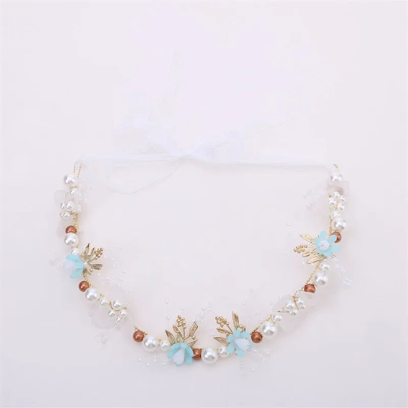 Bohemian Pearl Flower Headband For Girls Wedding Bridal - Smarsty