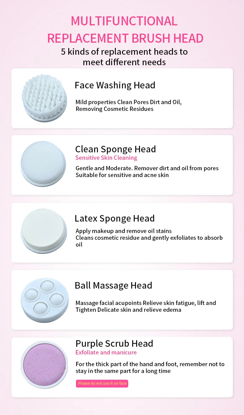 Electric 5 In 1 Facial Brush With Pore Cleaner - Smarsty