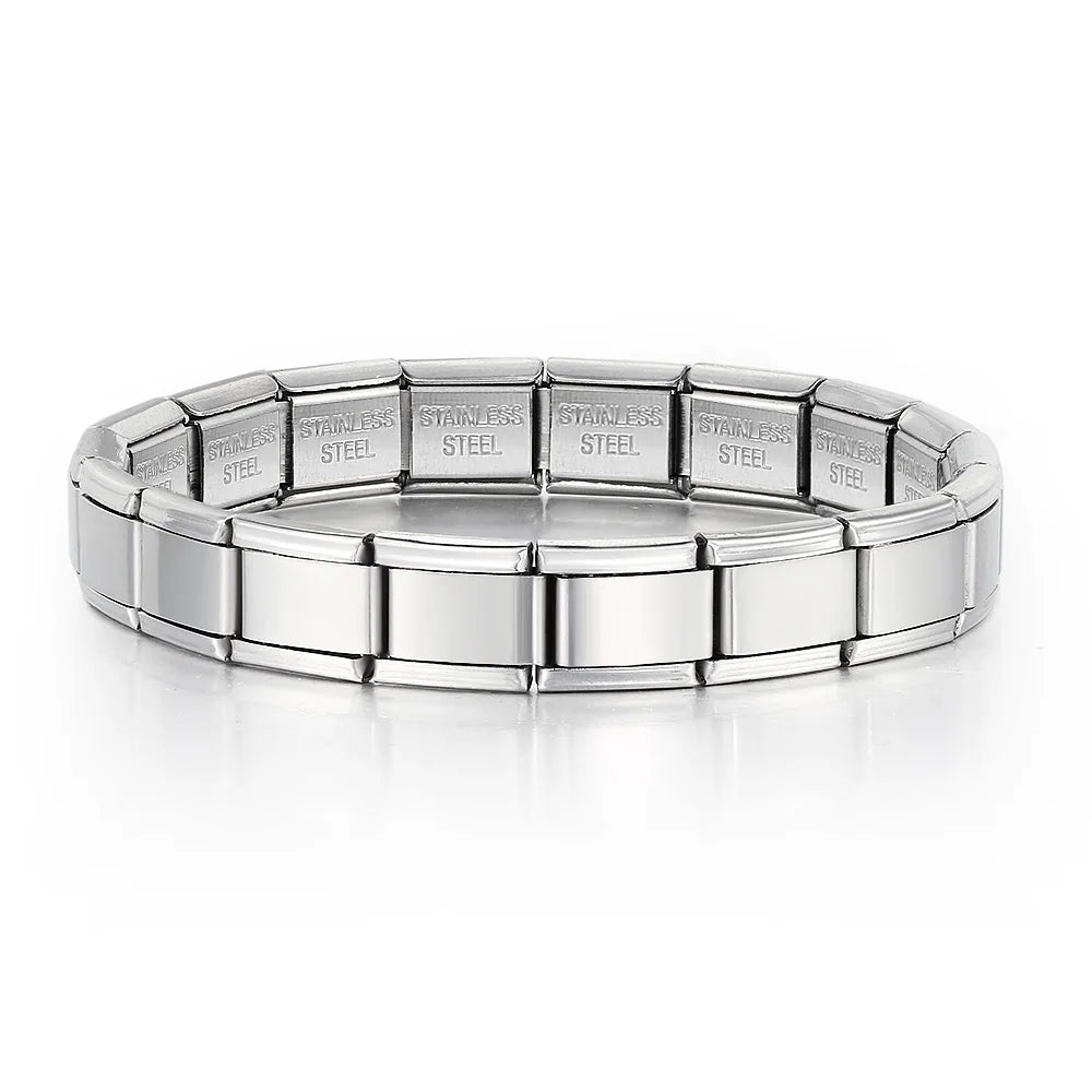 Italian 9mm Charm Link Elastic Stainless Steel Bracelet - Smarsty