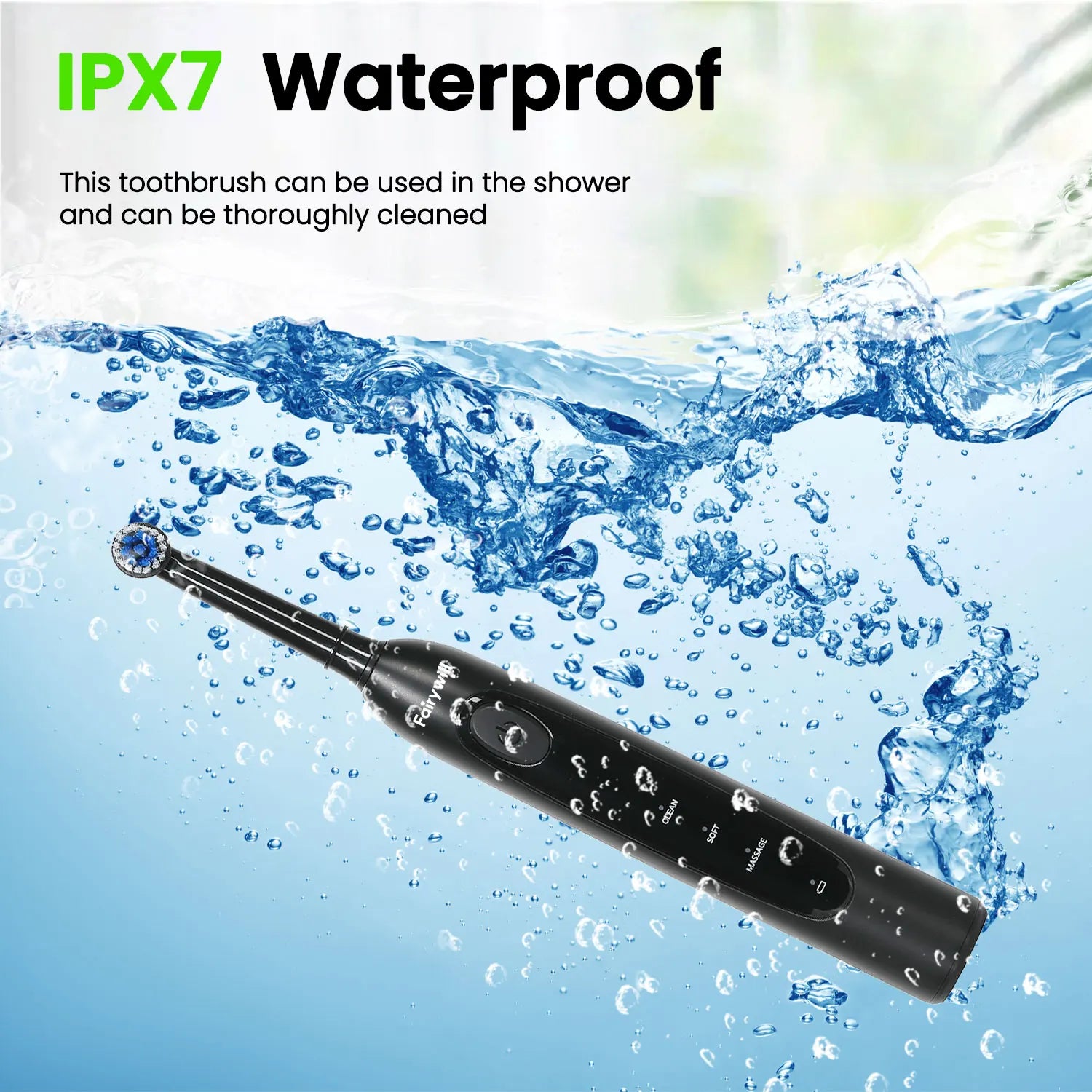 Fairywill Electric Toothbrush T2233Powerful Rotation Cleaning 4 Replacement Heads Rechargeable Sonic Toothbrush for Adults