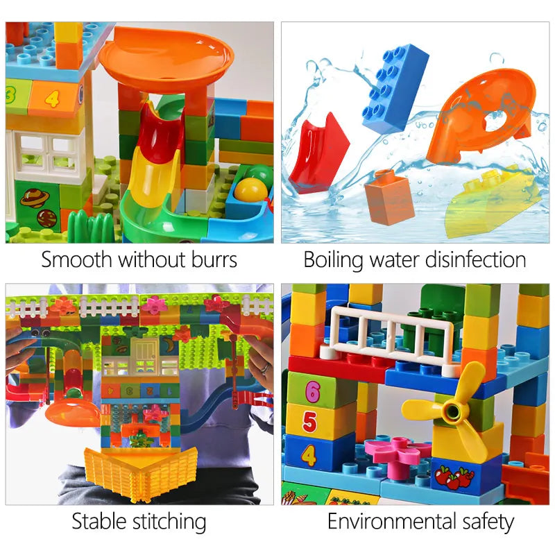 153PCS Big Particle Roof Blocks Compatible City House Big Size Slide Building Blocks Castle Brick Toys For Children - Smarsty