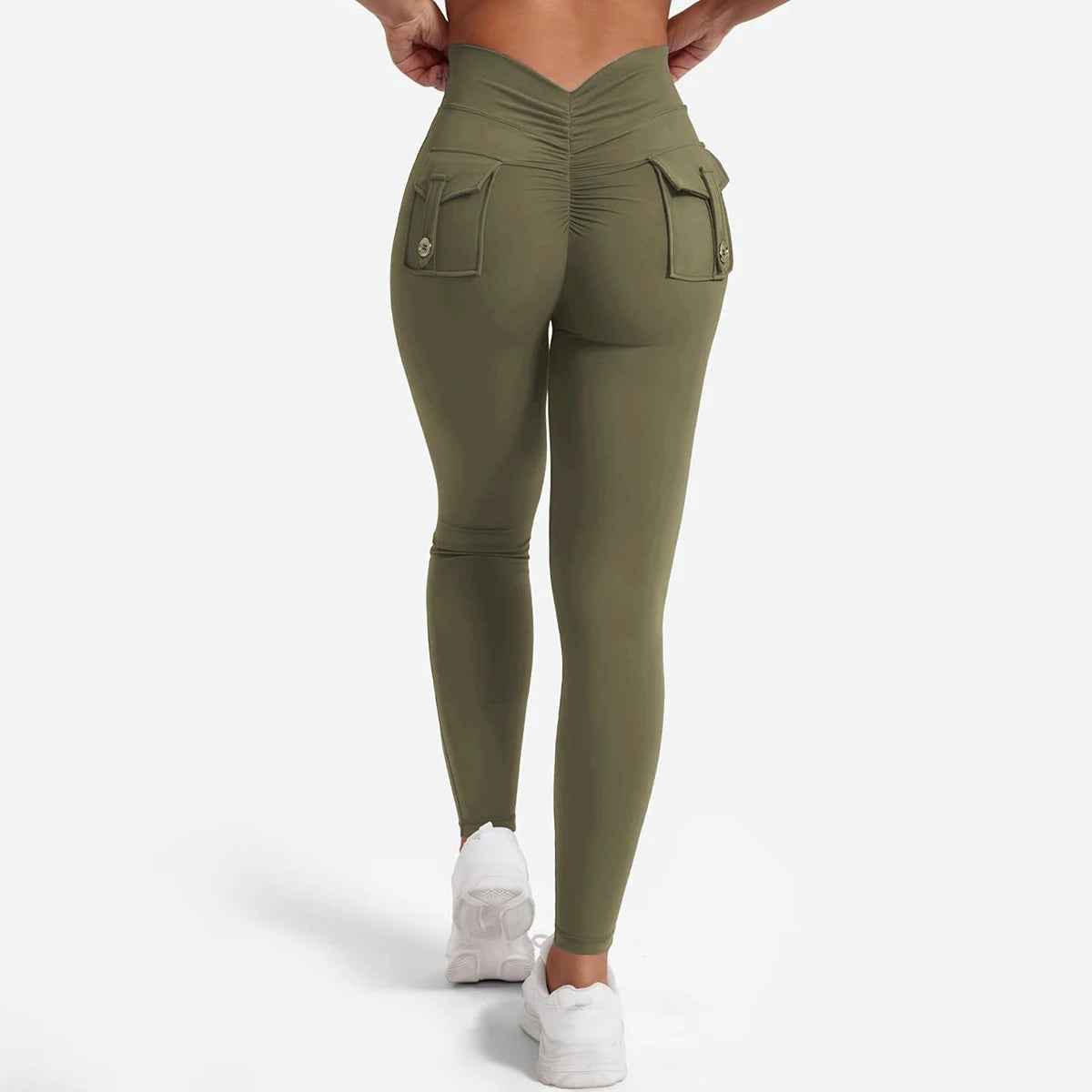 Women's Nylon Yoga Leggings With Buttocks Pocket Spandex Sports Fitness Pants Breathable Hip Lifting - Smarsty