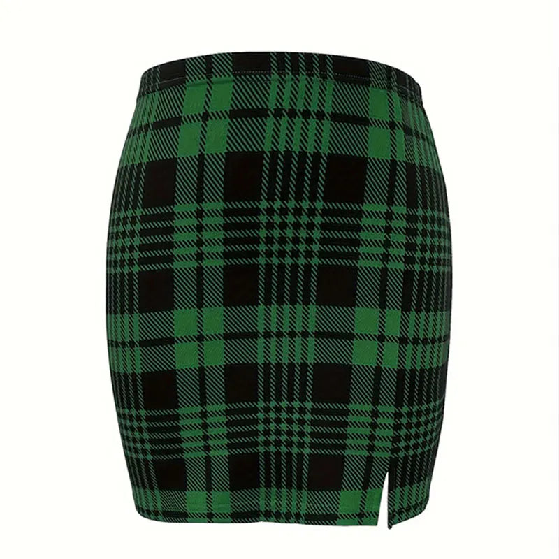 Plaid Skirt Sexy Micro Skirt Offiece Lady Red Green Elegant Pencil Mini Skirts Streetwear High Waist Lady Short Skirt for Women - Smarsty