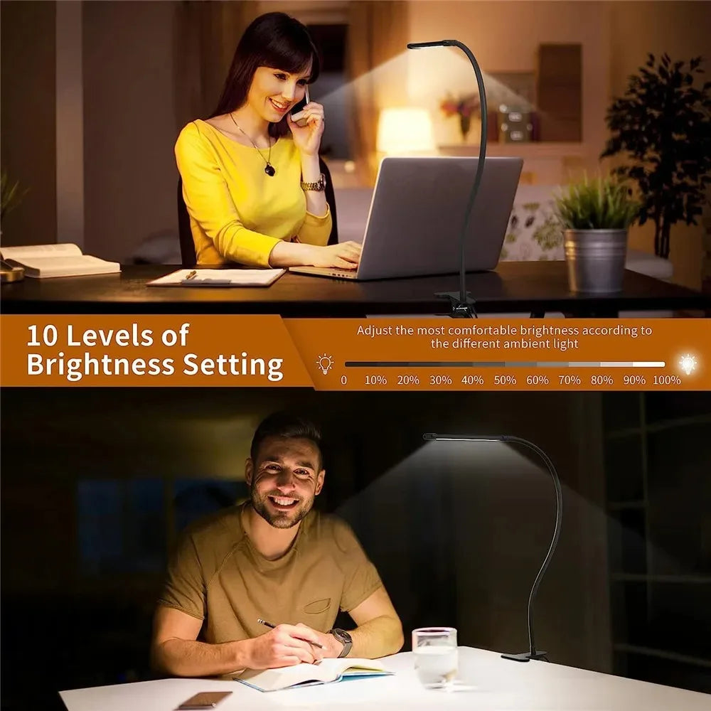 Dimmable LED Clip Desk Lamp for Reading - Smarsty