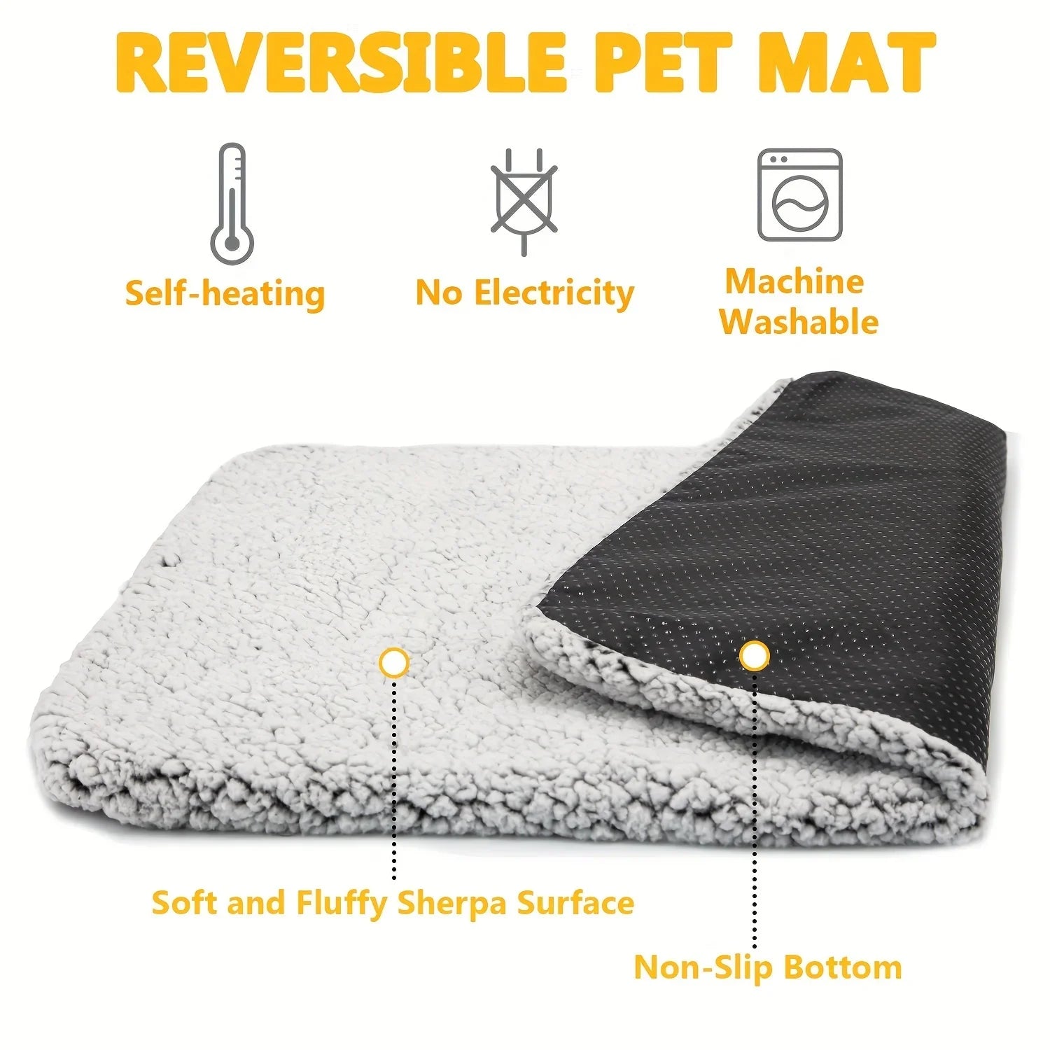 Winter Self-Heating Pet Pad Blanket for Dogs Cats, No Electricity Thermal Mat with Anti-Slip BottomWarm Cushion for Puppy Kitten - Smarsty