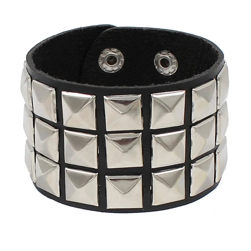 90s Punk Style PU Leather Spike Bracelet for Women - Smarsty