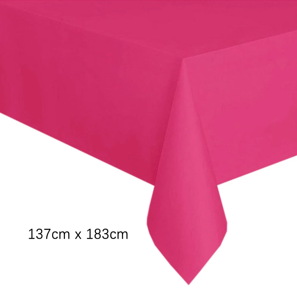 Disposable White Pink Tablecloth for Parties and Weddings - Smarsty