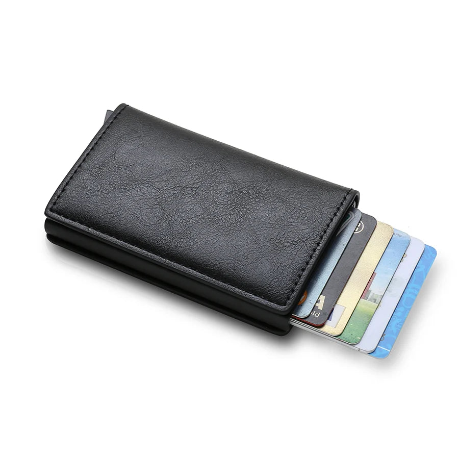 Anti Rfid Carbon Fiber ID Credit Card Holder Men Wallets Mini Automatic Pop up Bank Cardholder Case Minimalist Vallet Choice