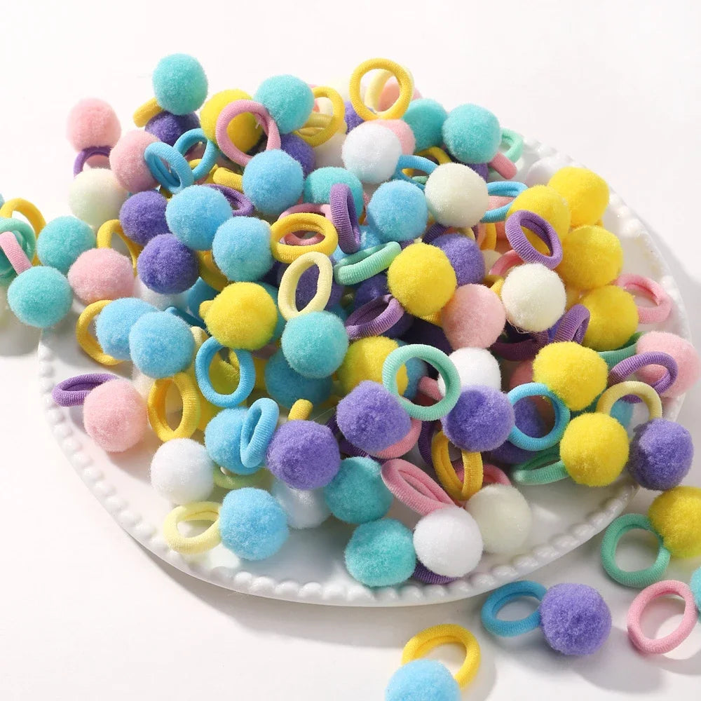 Kids Plush Ball Hair Bands Soft Comfortable Scrunchies - Smarsty