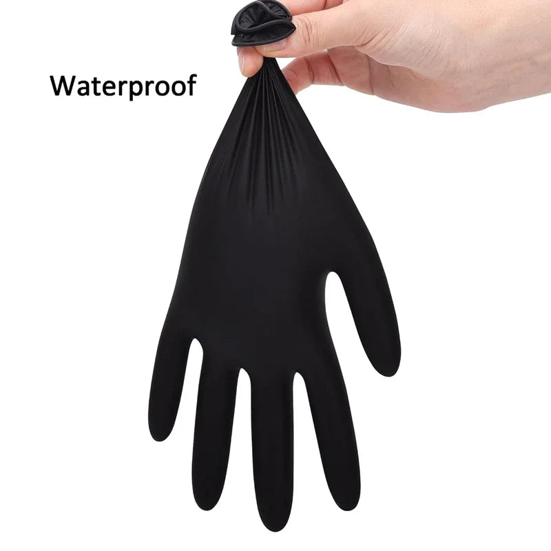 10/20/50/100PCS Black Nitrile Disposable Gloves for Work Latex Free Home Cleaning Glove Textured Mechanic Tattoo Hair Dye Beauty - Smarsty