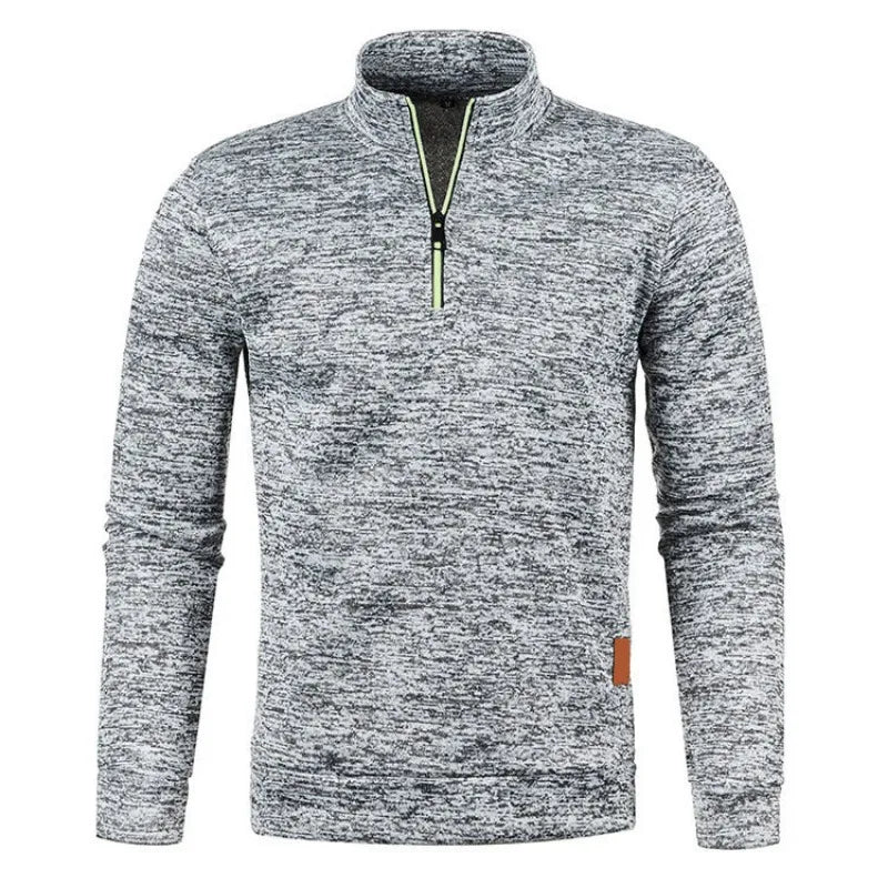Autumn Men's Half Zipper Sweatshirts Long Sleeve Solid Color Pullover Turtleneck Streetwear Winter Warm Jacket Sport Coats - Smarsty