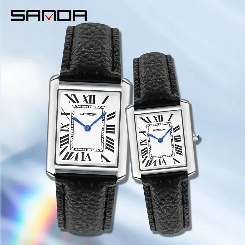 Luxury Waterproof Couple Watch with Leather Strap - Smarsty