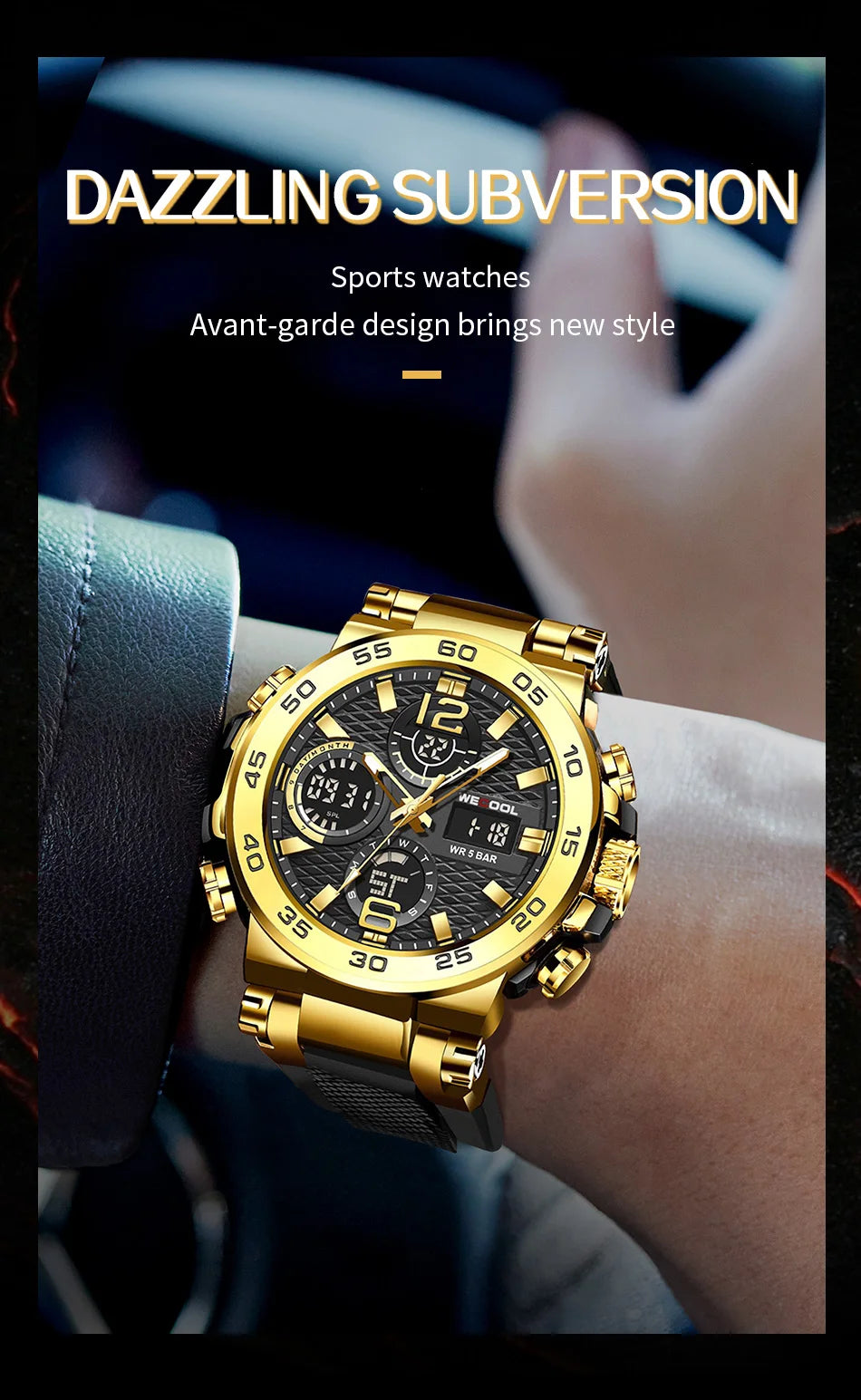 Wecool Waterproof Dual Display Alarm Clock Watch - Smarsty