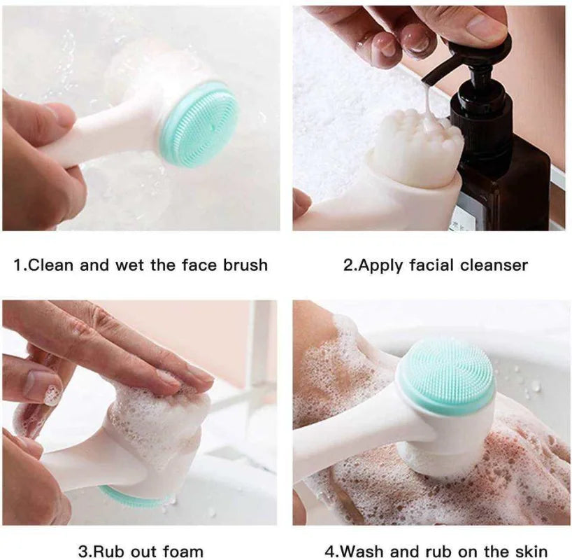 3D Double Sided Silicone Facial Cleansing Brush - Smarsty