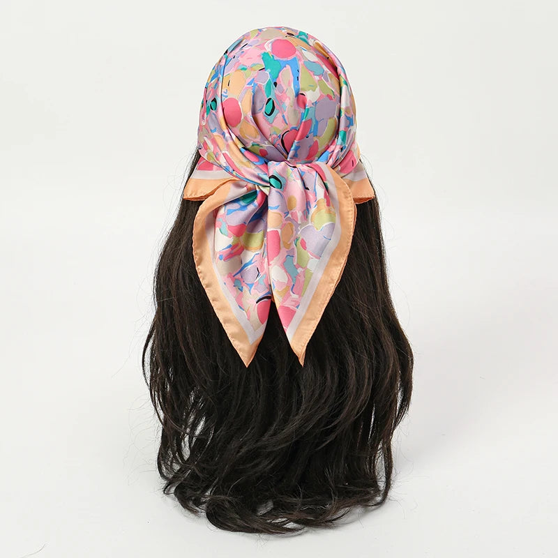 Bohemian Floral Print Silk Scarf for Women Sun Protection - Smarsty
