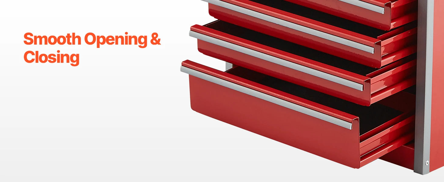 SucceBuy 5-Drawer 8.6in Metal Tool Box Red/Black Portable Small Tool Chest with PP Feet Pads for Garage Workshop Tools Storage