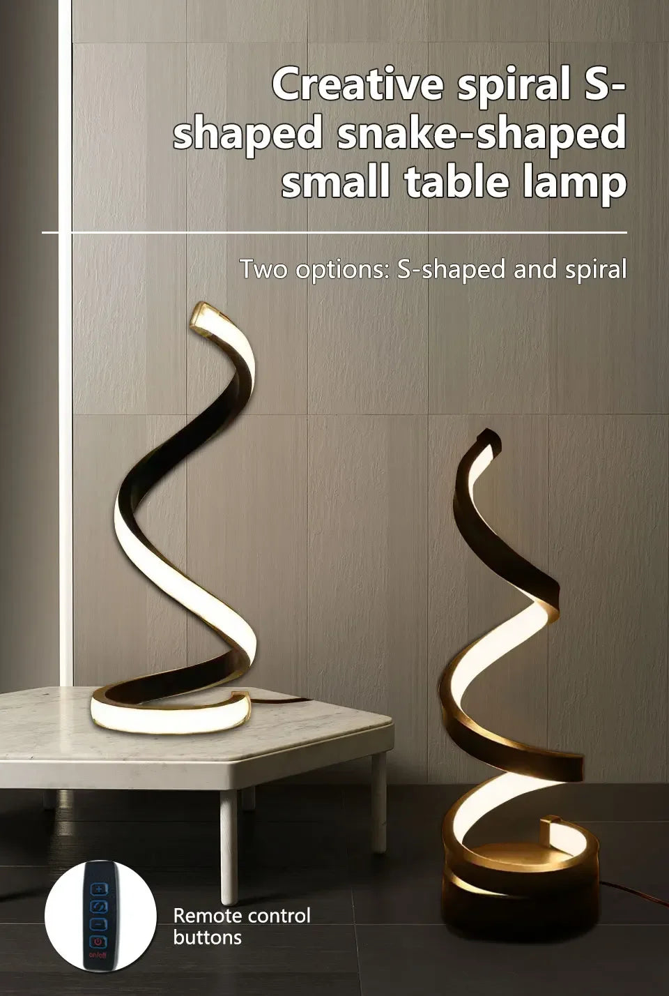 Dimmable LED Spiral Table Lamp for Modern Bedrooms - Smarsty