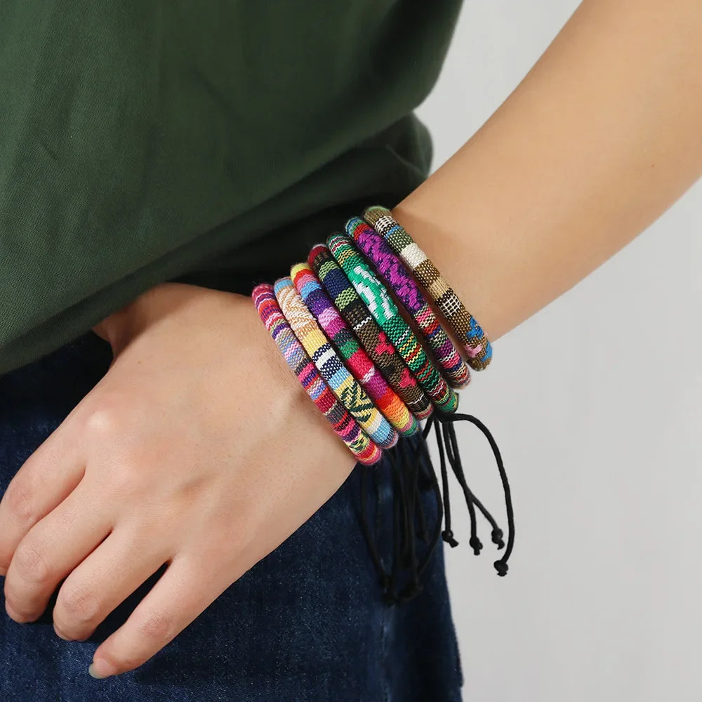 Colorful 12Pcs Nepal Ethnic Bracelet Set for Women - Smarsty