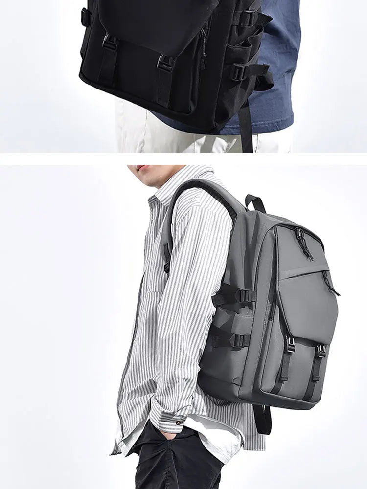 One 15 Inch Polyester Waterproof Solid Color Simple Men's Backpack Fashion Couple Student Computer Backpack