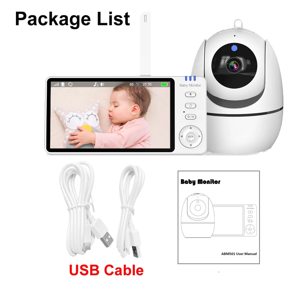 5.0 Inch Video Baby Monitor With Pan Tilt Camera Wireless Two Way Audio Night Vision Security Babysitter VOX Wake Up USB Charge by Smarsty