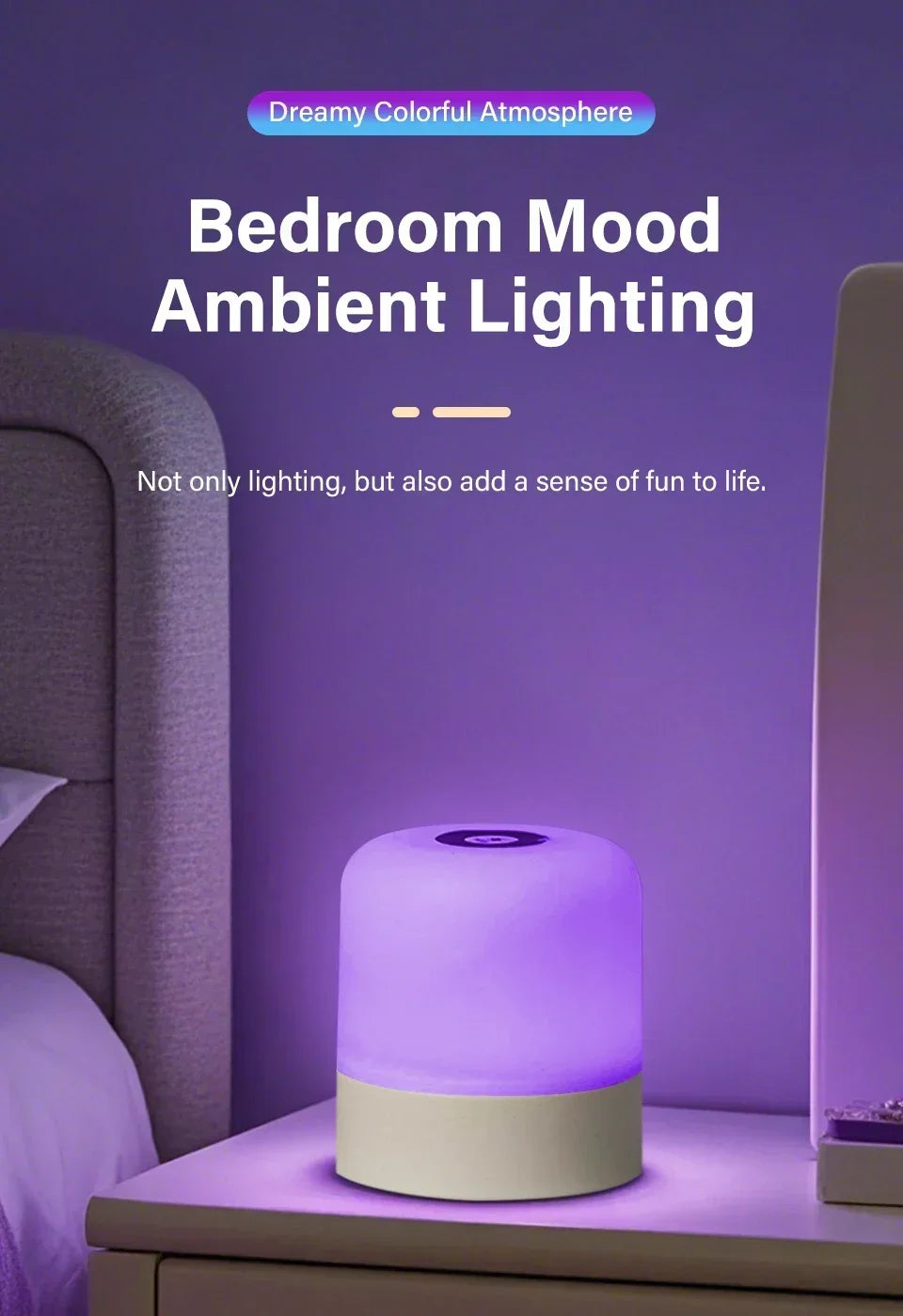 Dimmable LED Table Lamp With Remote 16 Color Options - Smarsty