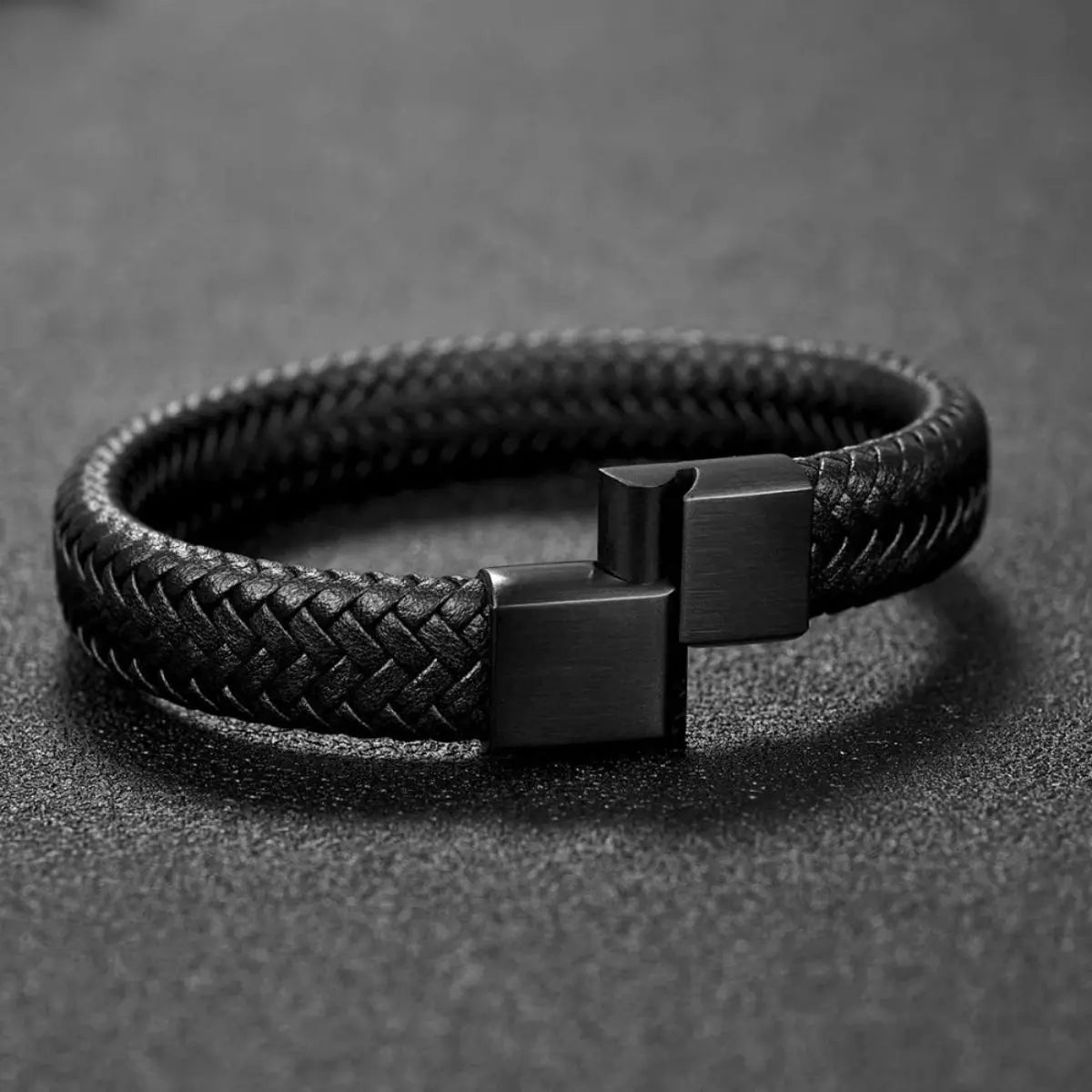 Retro Men Leather Bracelet Woven Multi Size Bangle - Smarsty