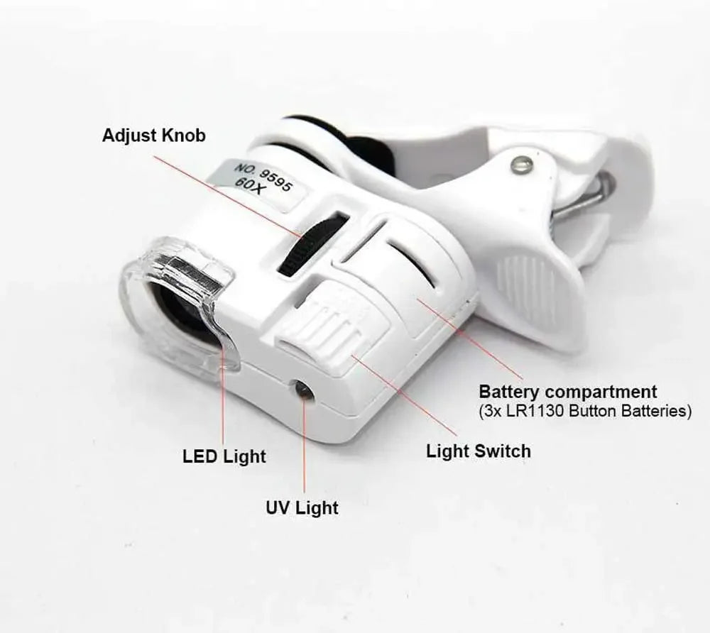 60X Zoom Magnifying Glass with LED Light - Smarsty