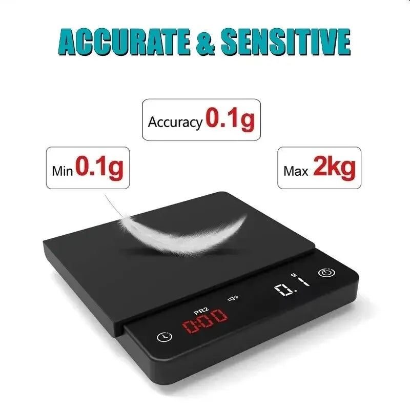 Personal Electronic Scale For Coffee Household Italian Coffee Scale Gram Weight Chronograph Scale Kitchen Scale Waterproof Mini by Smarsty