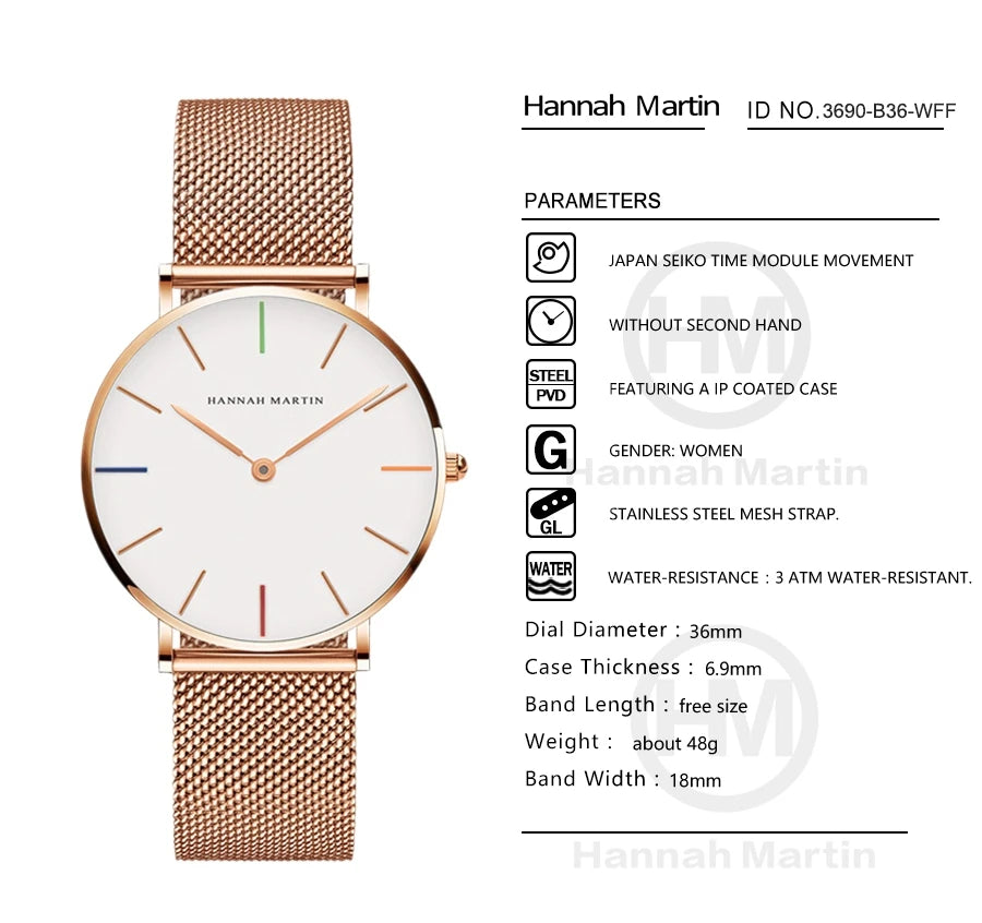 Rose Gold Women's Bracelet Watch with Japan Quartz Movement - Smarsty