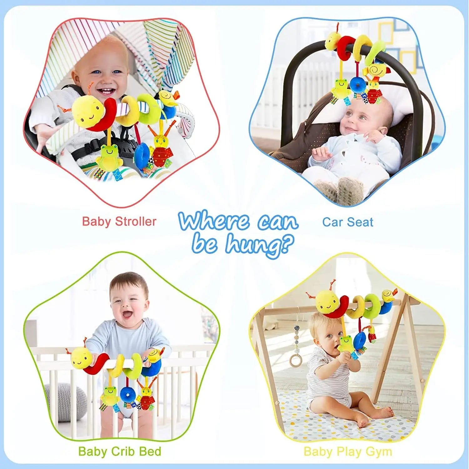Car Seat Toys Infant Baby Spiral Activity Hanging Rattle Toys Plush Hanging Stroller Sensory Toys For Newborn Gift by Smarsty