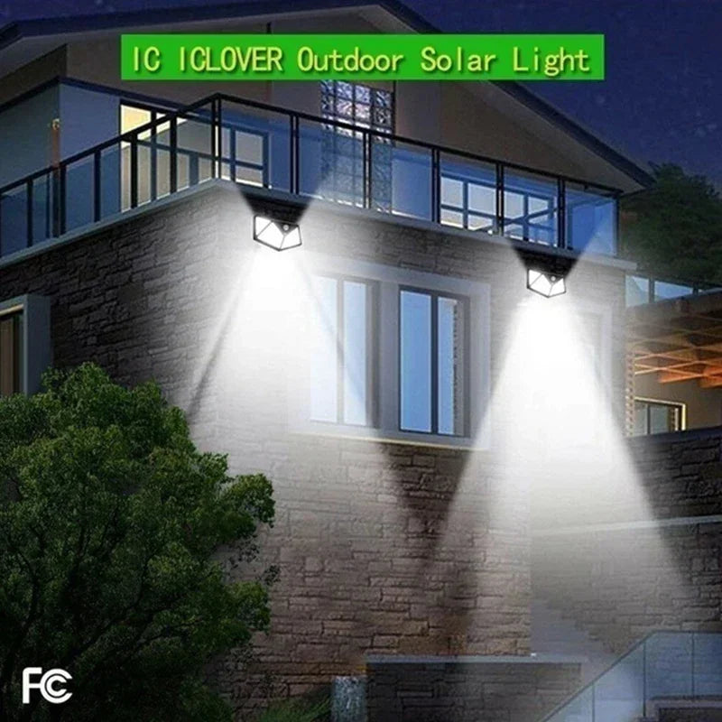 100 LED Solar Wall Lights with Motion Sensor for Outdoor Security - Smarsty